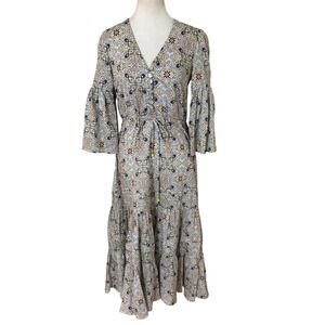 CATHERINE PREVOST Lemon Print Maxi‎ Dress Size Small Boho Vacation